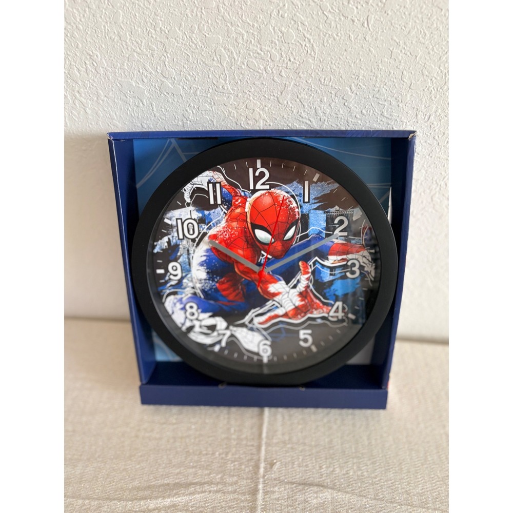 Marvel Spider-Man Wall Clock 10 Inch Black New Analog Battery Operated Decor